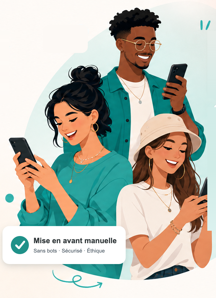 Illustration: creators working on their visibility with Socialbroz